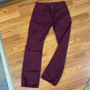 Mens Levi's 513 jeans Straight Maroon 29x30